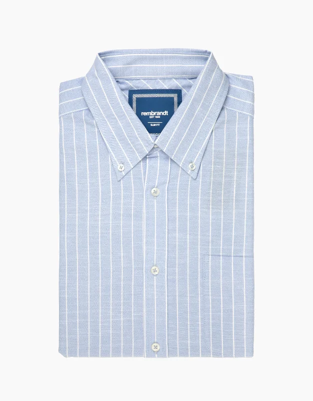 Rembrandt - Ohope - Reverse Stripe Shirt - Light Blue Notch Collar Peter Pan Collar Cowl Neck Rembrandt - Ohope - Reverse Stripe Shirt - Light Blue Notch Collar Peter Pan Collar Cowl Neck