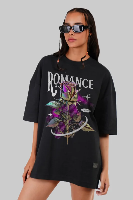 Romance Graphic Printed Black Baggy Fit T-Shirt Women Basic T-Shirt Crew Neck Short Sleeve Romance Graphic Printed Black Baggy Fit T-Shirt Women Basic T-Shirt Crew Neck Short Sleeve