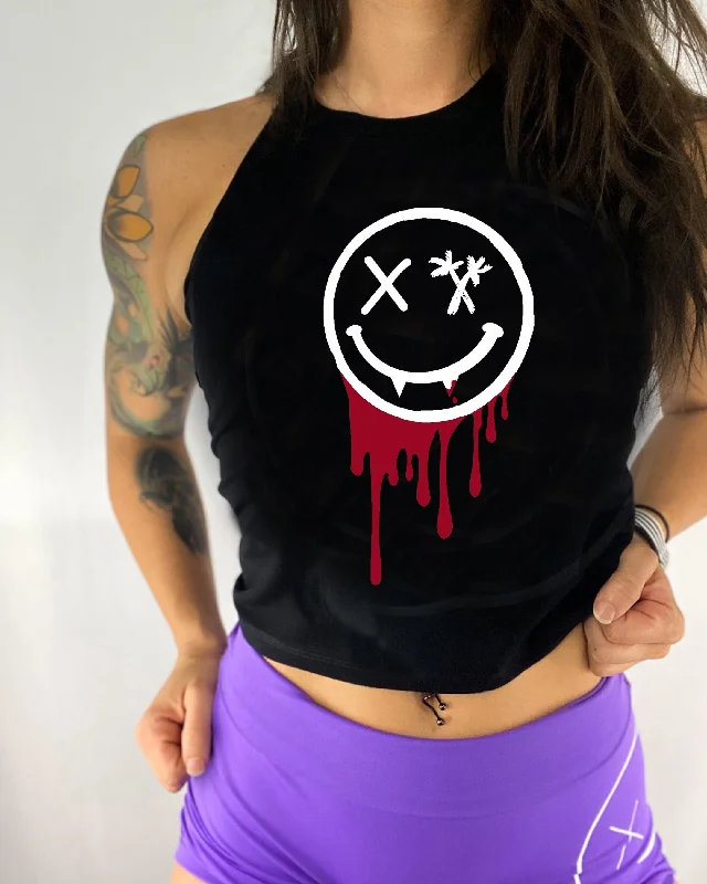 Salty Savage Ladies "Vampire Drip" Flowy Racerback Crop Tank pastel tank top