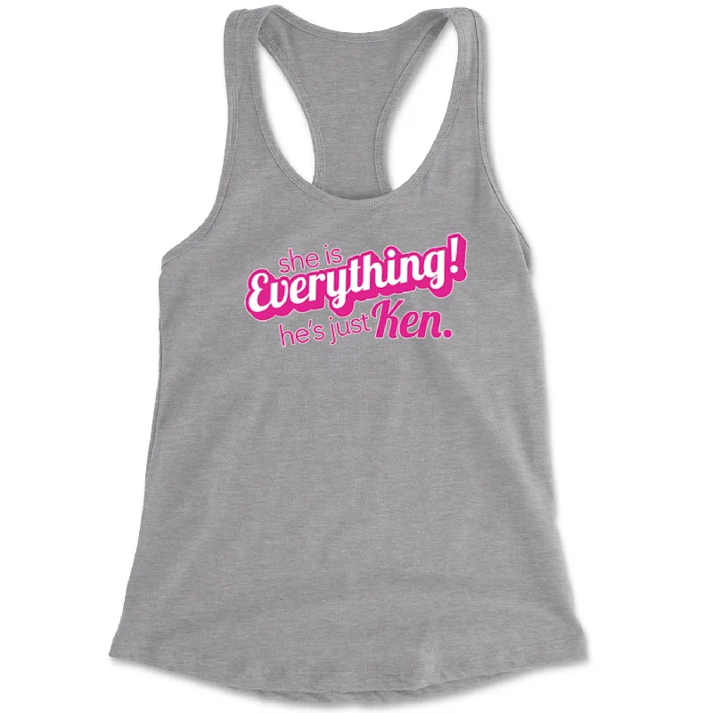 She's Everything, He's Just Ken Racerback Tank Top for Women v-neck tank top