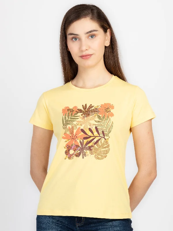 Womens Printed Round Neck T-Shirt Houndstooth Herringbone Solid