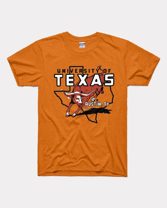Texas Outline UT Longhorns Burnt Orange T-Shirt Front Pockets Side Pockets Patch Pockets Texas Outline UT Longhorns Burnt Orange T-Shirt Front Pockets Side Pockets Patch Pockets