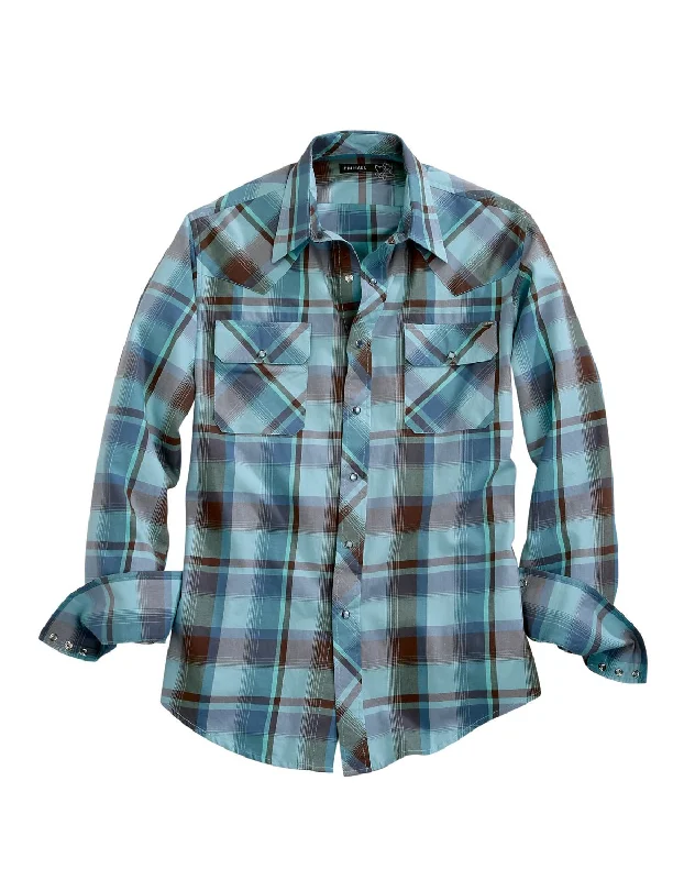 Tin Haul Mens Blue 100% Cotton West Check L/S Shirt Machine Wash Dry Clean Hand Wash