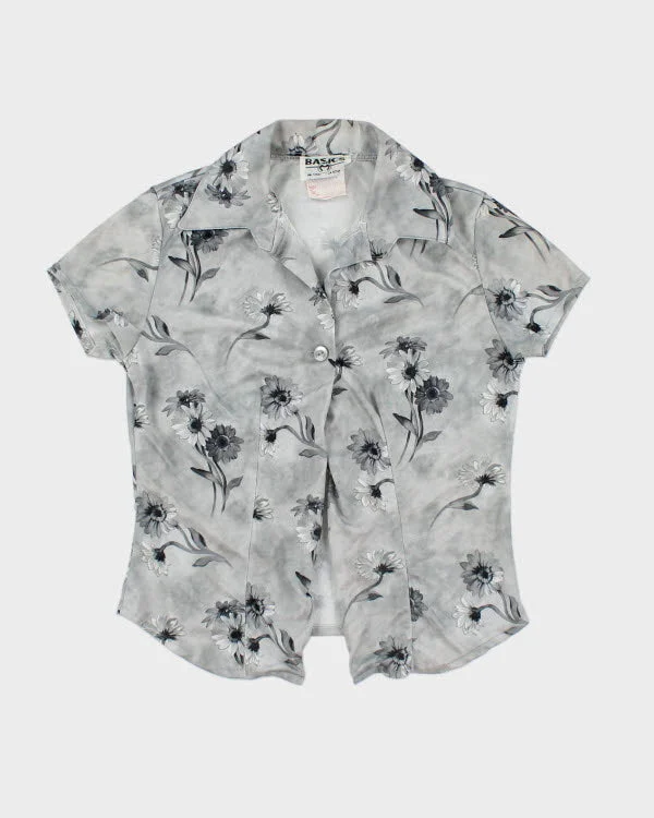 Vintage 90s Floral Shirt - XS Casual Formal Business