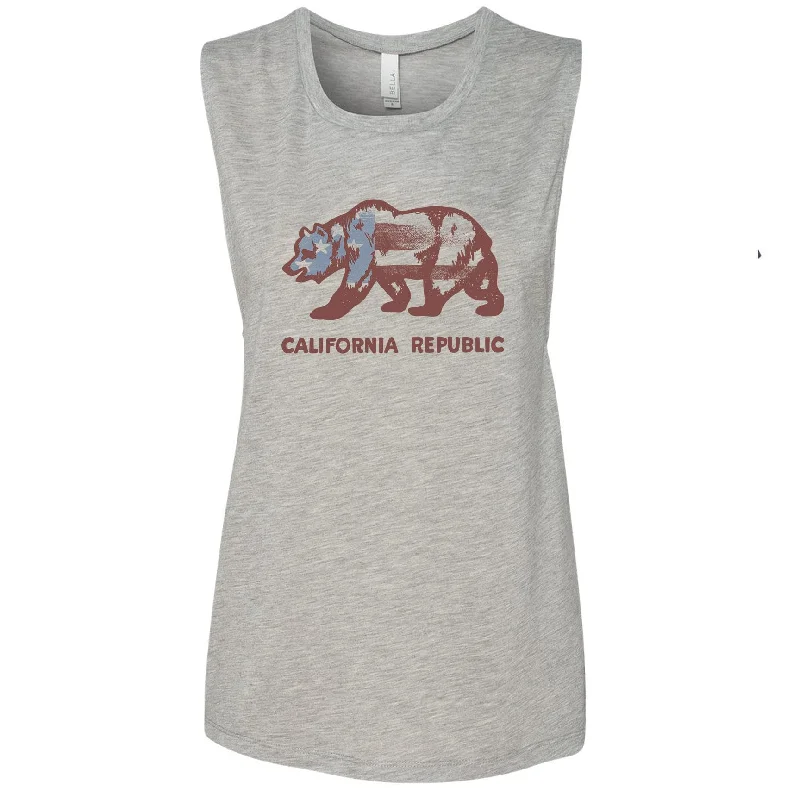 Vintage Stars California Flag muscle tank summer tank top