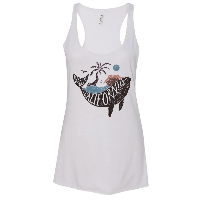 California Whale White Racerback Tank sheer tank top