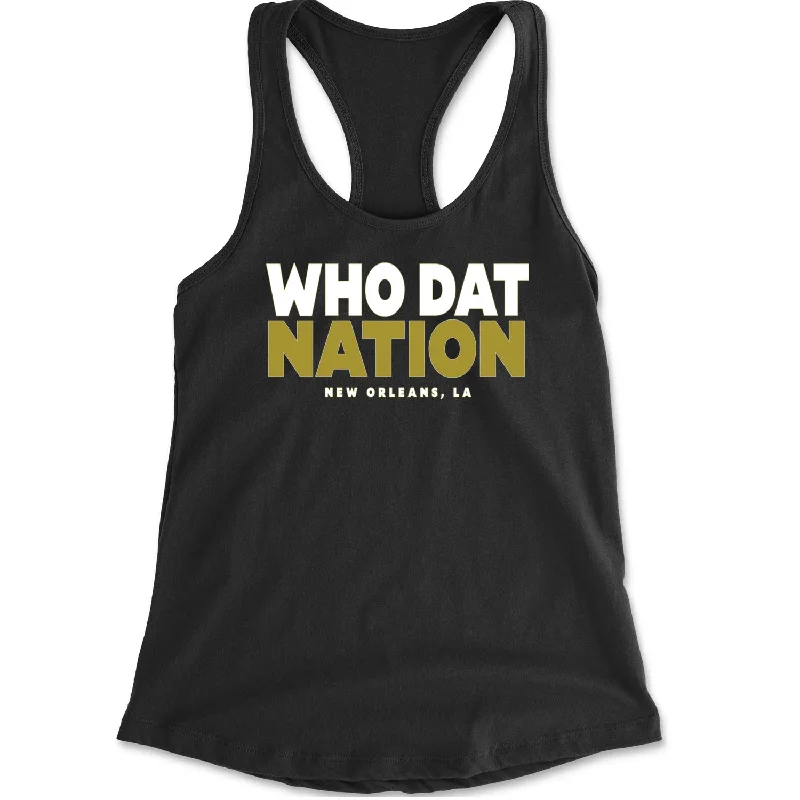 New Orleans Who Dat Nation Racerback Tank Top for Women open back tank