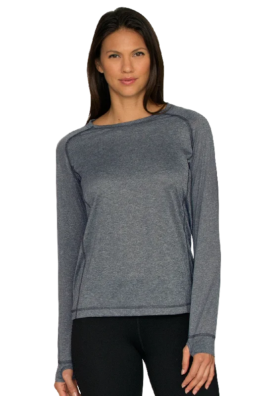 Women's Vansport Long Sleeve Melange Tech Tee Seamless Knitted Crochet