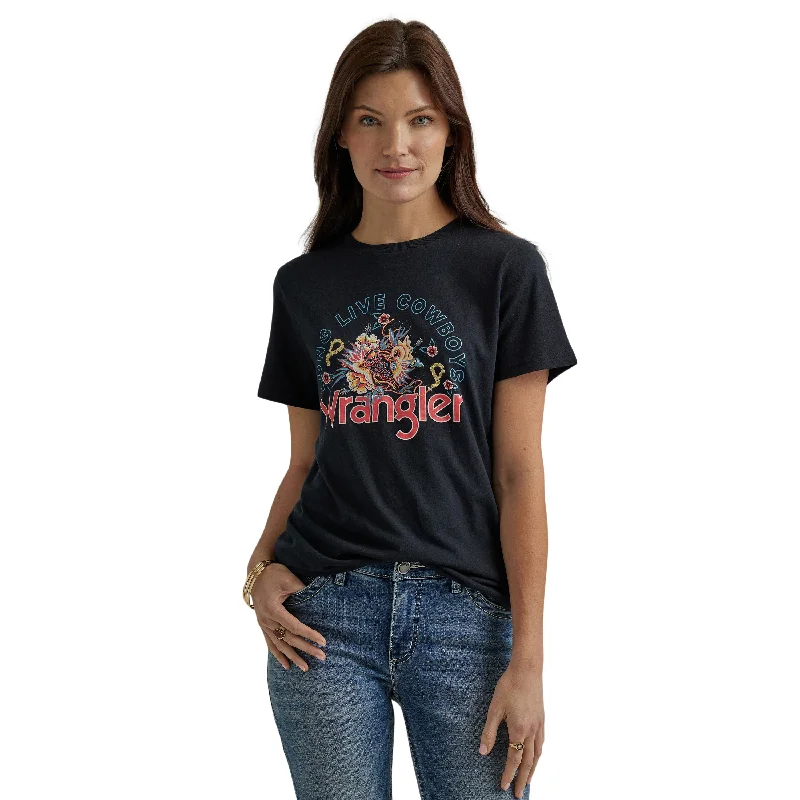 Women's Wrangler Western Graphic Reg Fit Tee- Jet Black Chenille Fabric Brocade Fabric Lace Fabric Women's Wrangler Western Graphic Reg Fit Tee- Jet Black Chenille Fabric Brocade Fabric Lace Fabric