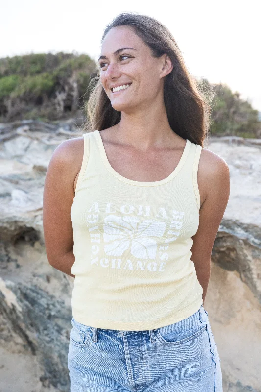 W's ABC Hibiscus Fitted Tank cotton tank top