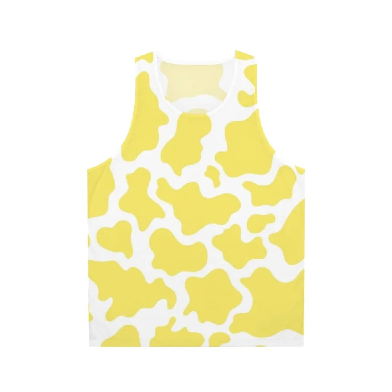 Stylish Yellow Cow Print Unisex Tank Top cropped tank top