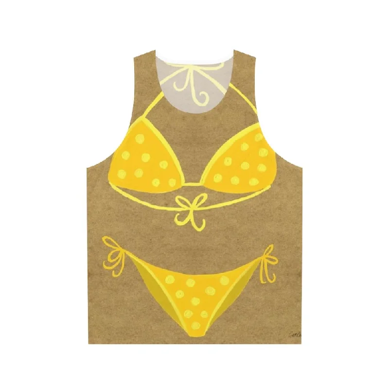 Vibrant Yellow Polka Dot Unisex Tank Top for Summer fitness tank top