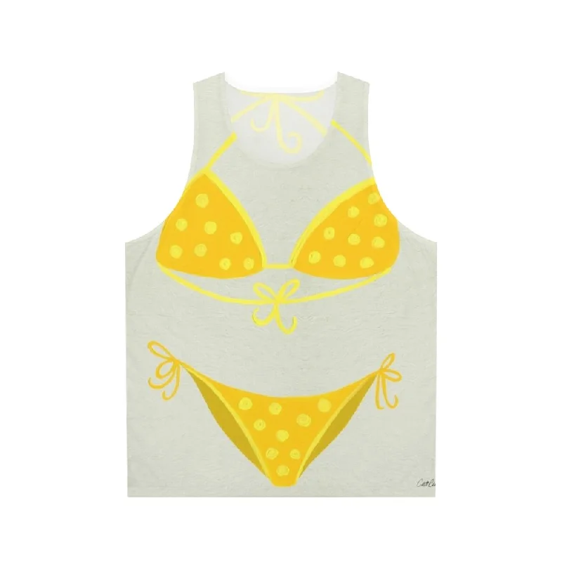 Stylish Yellow Polka Dot Unisex Tank Top for Summer stylish tank top