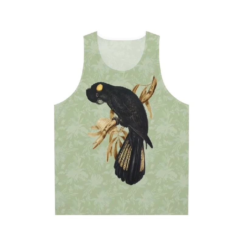Stylish Yellow-Tailed Black Cockatoo Unisex Tank Top open back tank