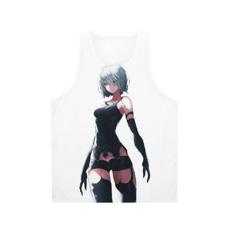 Yorha Type A No 2 Unisex Tank Top - Nier Automata Inspired Apparel one shoulder tank Yorha Type A No 2 Unisex Tank Top - Nier Automata Inspired Apparel one shoulder tank