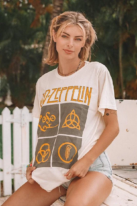 Zoso Led Zeppelin Stanley Tee Notch Collar Peter Pan Collar Cowl Neck