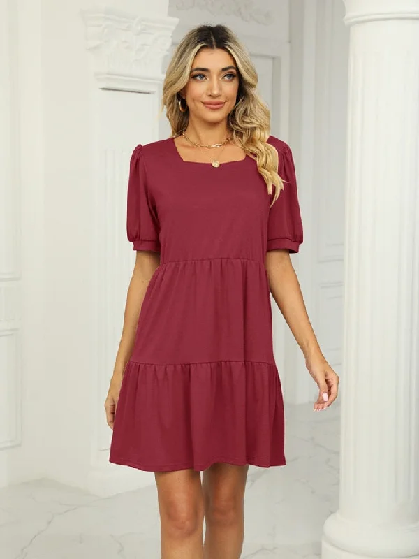 Zjkrl - 2023 Summer New Dresses For Women Fashion Square Collar Short Sleeve Elegant Beach Female Plus Size Casual Mini Dress Vestidos Tunics Solid Classic Zjkrl - 2023 Summer New Dresses For Women Fashion Square Collar Short Sleeve Elegant Beach Female Plus Size Casual Mini Dress Vestidos Tunics Solid Classic