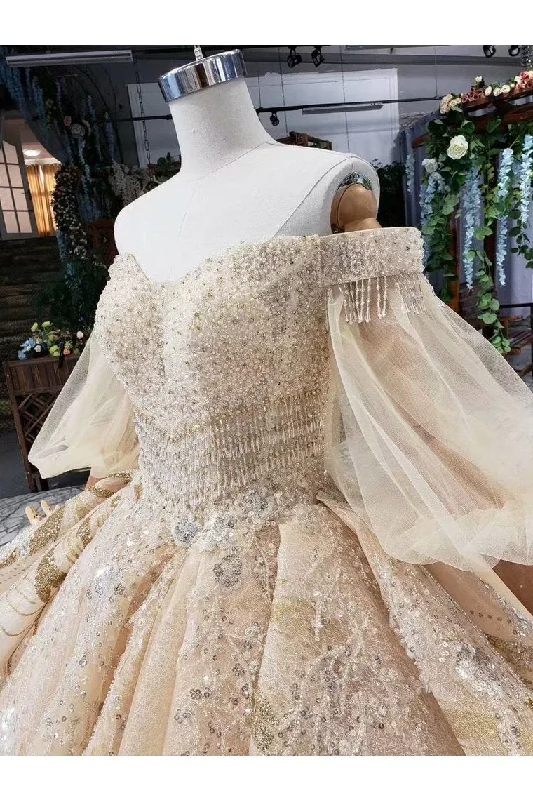 Ball Gown Wedding Dresses Sweetheart 3/4 Sleeves Top Quality Appliques Tulle Beading Tunics Floral girly Ball Gown Wedding Dresses Sweetheart 3/4 Sleeves Top Quality Appliques Tulle Beading Tunics Floral girly