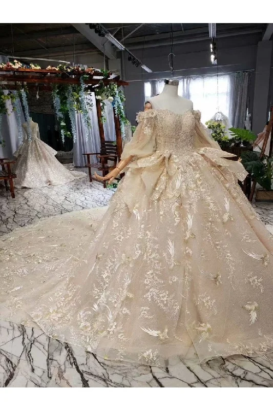 Ball Gown Wedding Dresses Sweetheart 3/4 Sleeves Top Quality Appliques Tulle Beading Tunics Plaid country Ball Gown Wedding Dresses Sweetheart 3/4 Sleeves Top Quality Appliques Tulle Beading Tunics Plaid country