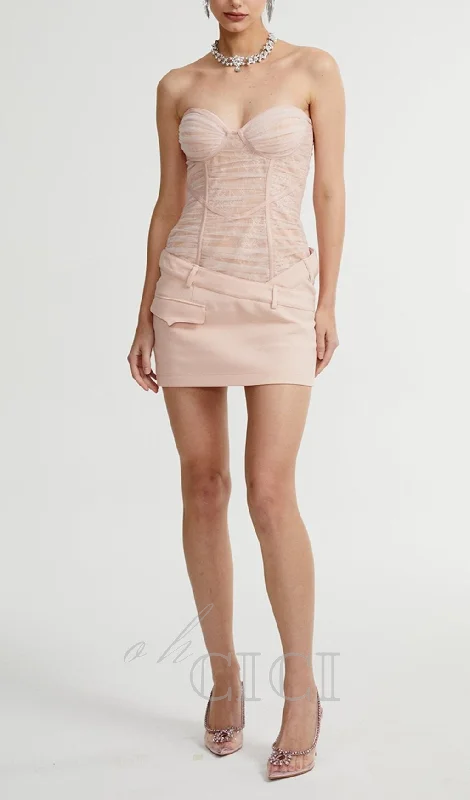 BELT LOOPS MESH MINI DRESS IN PINK Tunics Running lightweight