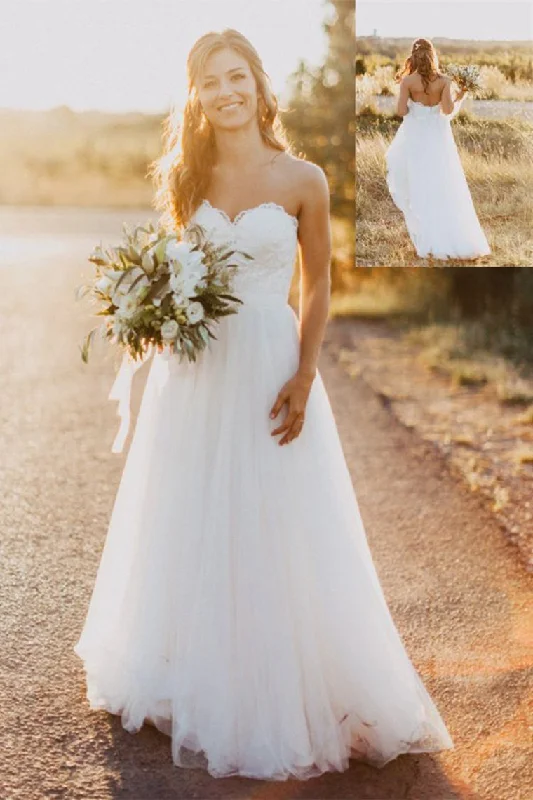Charming Ivory Lace Tulle Open Back Sweetheart Wedding Dresses Tunics Seasonal trendy Charming Ivory Lace Tulle Open Back Sweetheart Wedding Dresses Tunics Seasonal trendy