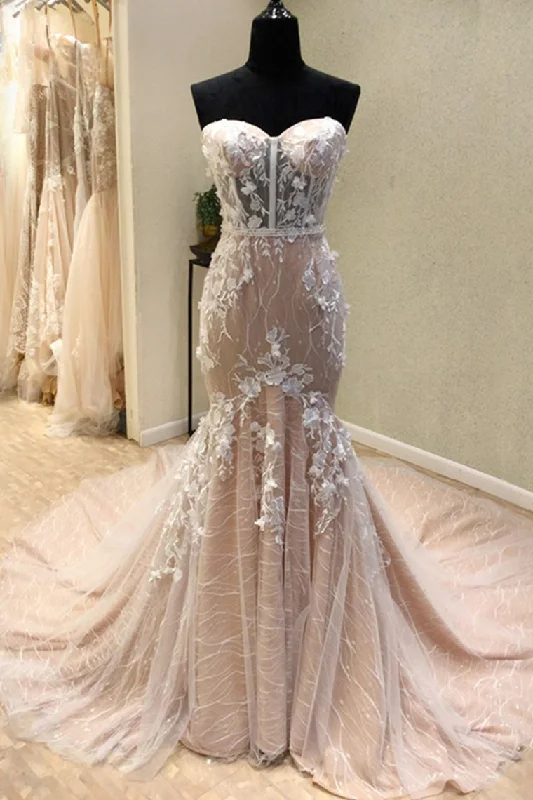 Charming Long Mermaid Sweetheart Lace Up Sheath Wedding Dresses Tunics Spring floral Charming Long Mermaid Sweetheart Lace Up Sheath Wedding Dresses Tunics Spring floral