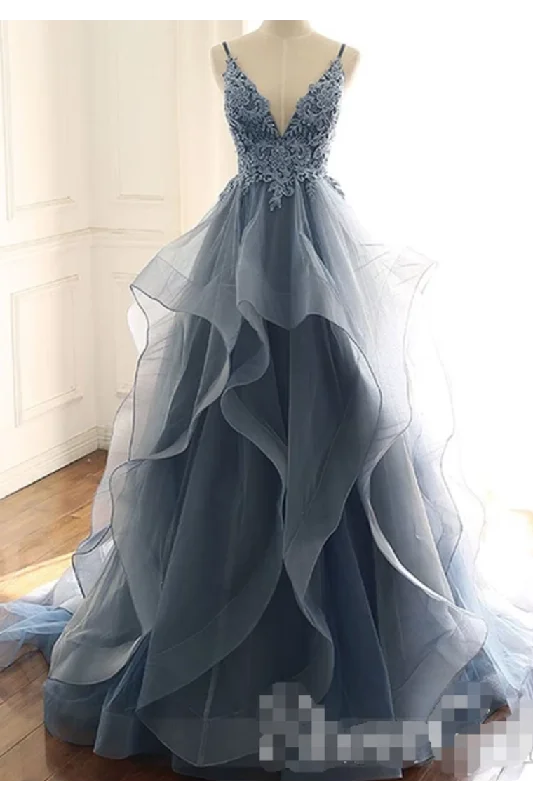 Deep V Neck Appliques Bridal Dresses Multi-Layered Organza Prom Dresses Tunics Cozy comfortable Deep V Neck Appliques Bridal Dresses Multi-Layered Organza Prom Dresses Tunics Cozy comfortable