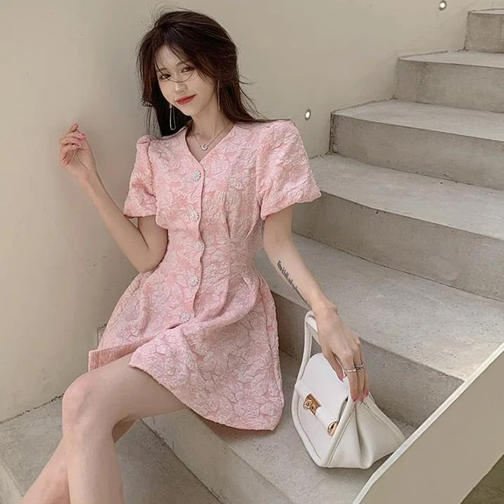 Zjkrl - Dresses Women Mini Vestidos Romance Backless Chic Tunic Fashion Femme Sweet Summer Holiday French Style Single Breasted Sundress Halter Neckline Beach Zjkrl - Dresses Women Mini Vestidos Romance Backless Chic Tunic Fashion Femme Sweet Summer Holiday French Style Single Breasted Sundress Halter Neckline Beach