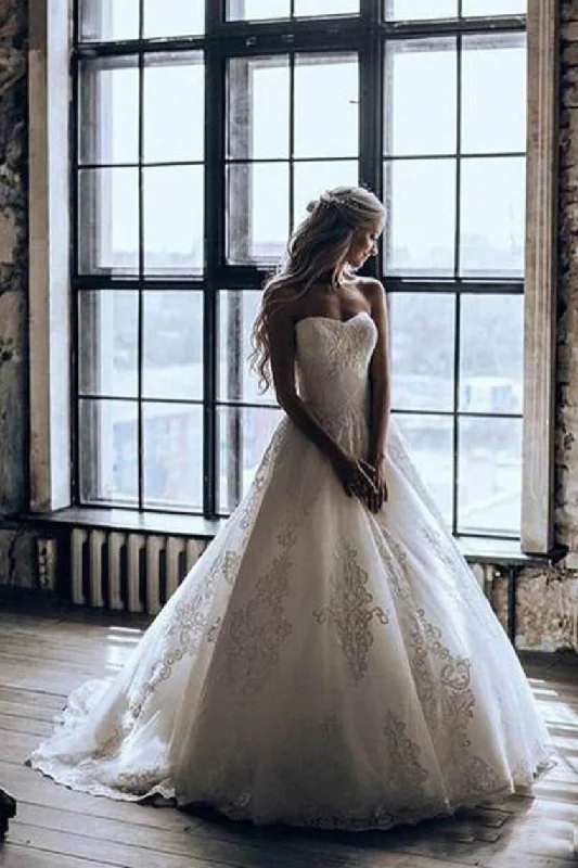 Elegant A-Line 3D Lace Wedding Dresses Chapel Train Wedding Dress Tunics Versatile functional Elegant A-Line 3D Lace Wedding Dresses Chapel Train Wedding Dress Tunics Versatile functional