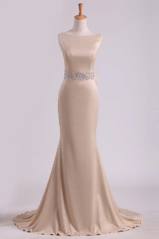 Elegant Bridal Dresses 2024 Mermaid Bateau Court Train Stretch Satin With Beading Open Back Tunics Luxurious high-end Elegant Bridal Dresses 2024 Mermaid Bateau Court Train Stretch Satin With Beading Open Back Tunics Luxurious high-end