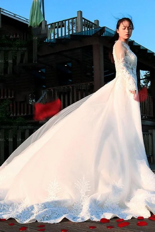 Gorgeous Long Sleeves Long Wedding Dresses, V Neck Long Bridal Dresses Tunics Denim casual Gorgeous Long Sleeves Long Wedding Dresses, V Neck Long Bridal Dresses Tunics Denim casual