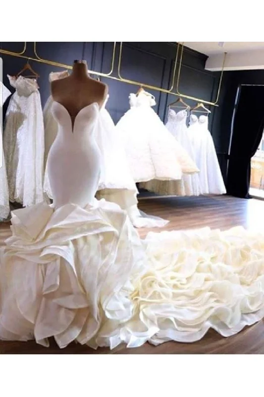 Mermaid Wedding Dresses Sweetheart Organza With Ruffles Tunics Versatile all-occasion Mermaid Wedding Dresses Sweetheart Organza With Ruffles Tunics Versatile all-occasion