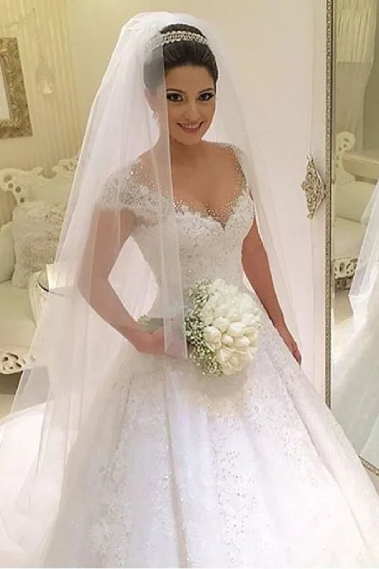 Modest Ivory Wedding Dresses Pretty Beading Wedding Gowns Bridal Dresses Elegant Long Evening Modest Ivory Wedding Dresses Pretty Beading Wedding Gowns Bridal Dresses Elegant Long Evening