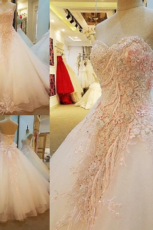 New Arrival Sweetheart A Line Luxurious Wedding Dresses Lace Up With Beads Sequins Handmade Flowers Boat Neckline Classic New Arrival Sweetheart A Line Luxurious Wedding Dresses Lace Up With Beads Sequins Handmade Flowers Boat Neckline Classic