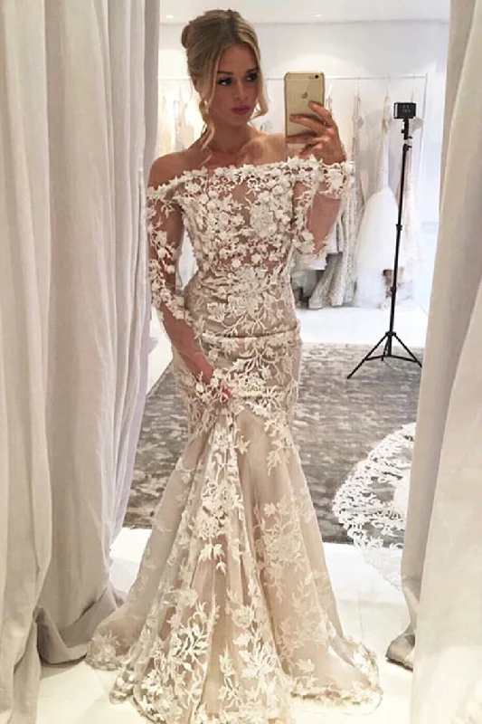 Sheath Mermaid Long Boat Neckline Lace Wedding Dresses With Sleeves Tunics Cozy comfortable Sheath Mermaid Long Boat Neckline Lace Wedding Dresses With Sleeves Tunics Cozy comfortable