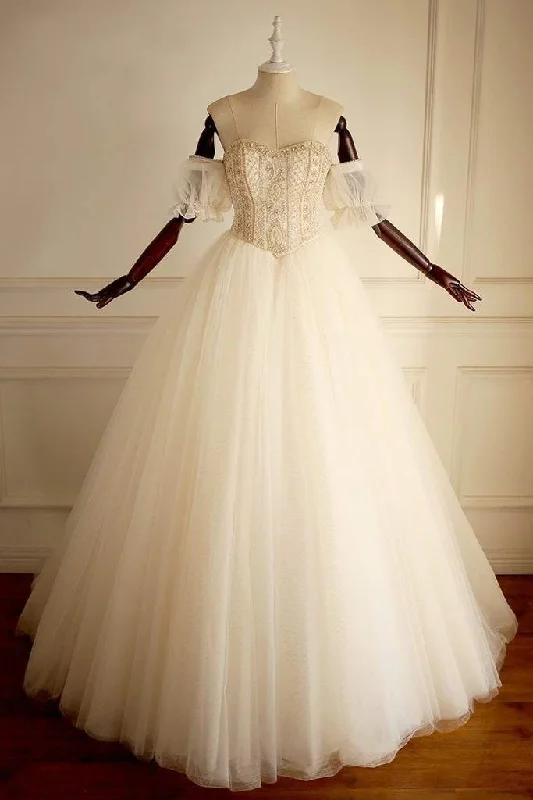 Sweetheart  Beaded Long A-line Wedding Dresses Tunics Prom sequined