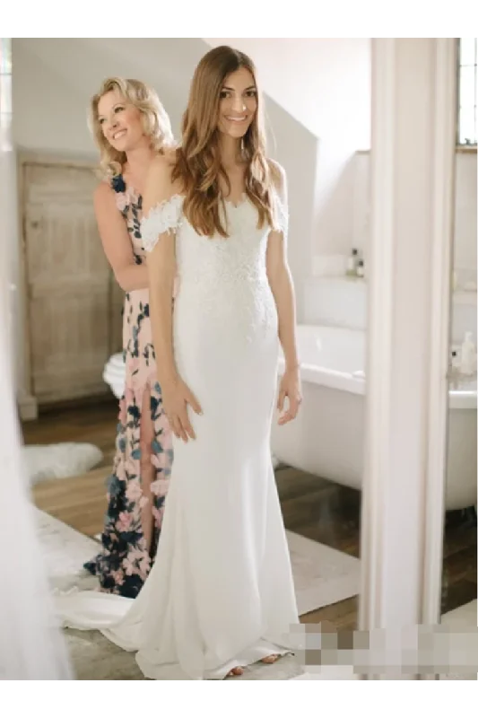 Sweetheart Lace Mermaid Wedding Dress With Off Shoulder Neckline Chapel Train Tunics Occasion special Sweetheart Lace Mermaid Wedding Dress With Off Shoulder Neckline Chapel Train Tunics Occasion special