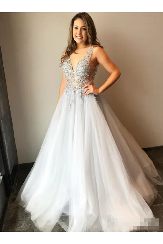 Tulle V Neck Ball Gown With Re-Embroidered Lace Appliques Prom/Wedding Dresses Tunics Bestseller popular Tulle V Neck Ball Gown With Re-Embroidered Lace Appliques Prom/Wedding Dresses Tunics Bestseller popular