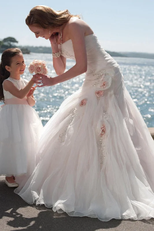 Unique Wedding Dresses Strapless Mermaid Ruffled Bodice With Handmade Flowers And Beads Tunics Practical durable Unique Wedding Dresses Strapless Mermaid Ruffled Bodice With Handmade Flowers And Beads Tunics Practical durable