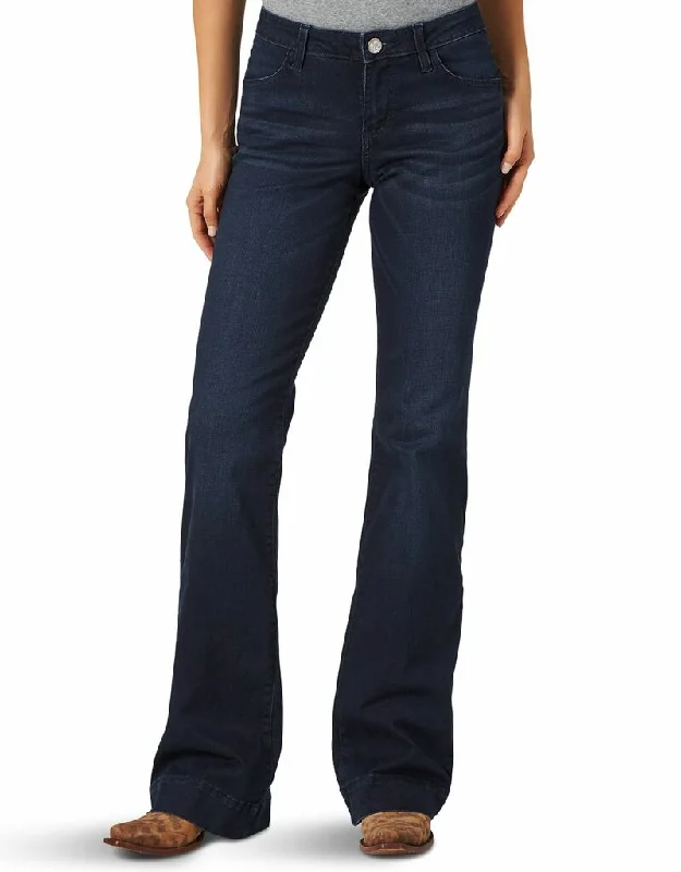 09MWWAB Wrangler Women's Mid Rise Retro Trouser Trousers Elastic Waist Soft