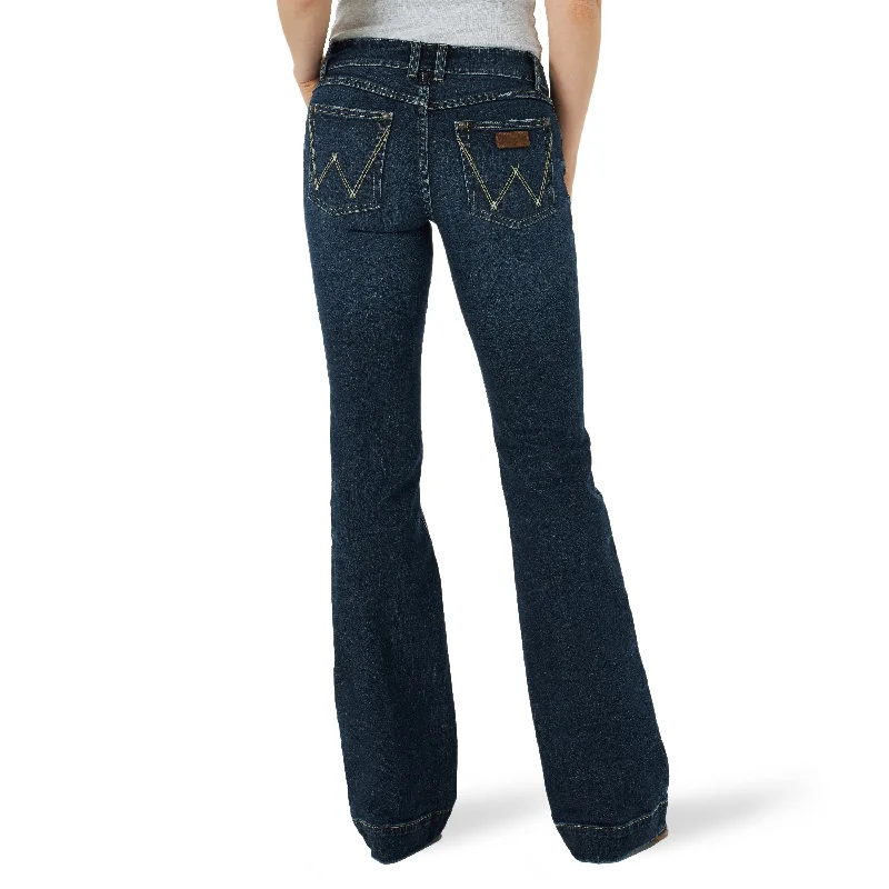Women's Wrangler Retro Mae Wide Leg Trouser #09MWWNS High Waist Slim Fit Ankle Length