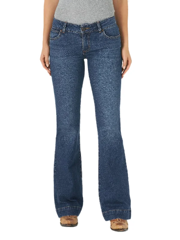 Women's Wrangler Mid Rise Trouser Jean #09MWWYF Trousers Canvas Durable