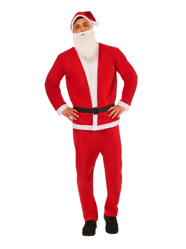 Santa Mens Top Trousers Belt Hat Beard Costume Trousers Seasonal Trendy