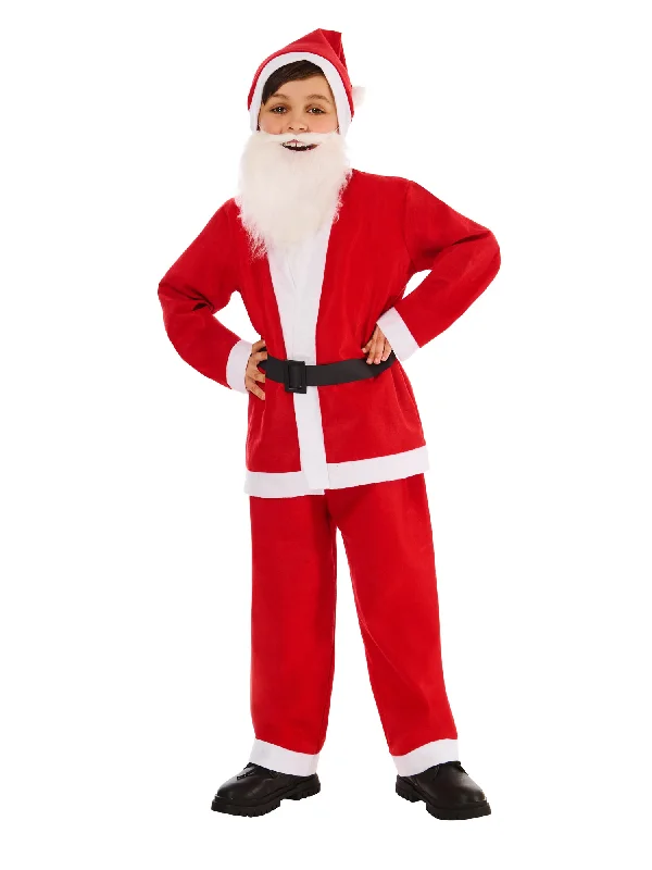 Kids Value Santa Costume Top Trousers Belt Hat Beard Trousers Exclusive Limited