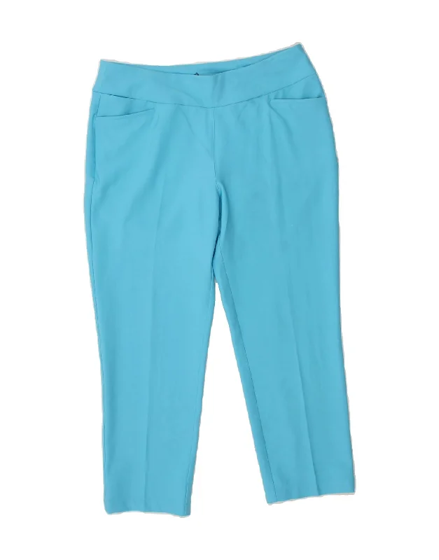 ADIDAS Womens Slim Cropped Trousers Large W34 L26 Blue Trousers Travel Practical