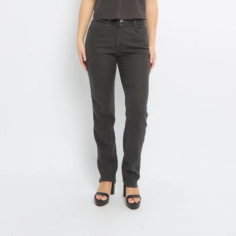 Armani Straight Leg Linen Trousers - UK 6 Trousers Corduroy Warm