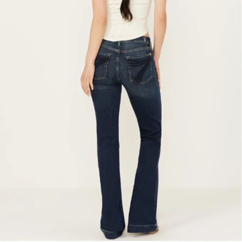7 For All Mankind Women's Dark Wash ATF Trouser Trousers Floral Bohemian