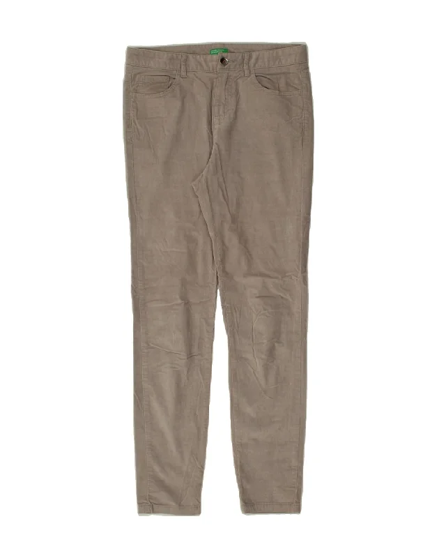 BENETTON Womens Skinny Casual Trousers UK 8 Small W28 L27 Grey Cotton Trousers Bridal Satin