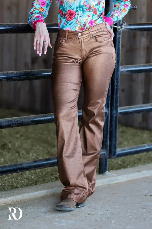 BRONZE METALLIC SIGNATURE TROUSERS Trousers Essential Wardrobe