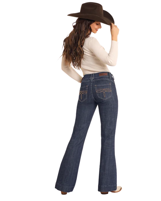 Women's Rock & Roll Cowgirl Mid Rise Trouser #BW5MD05329 Trousers cozy comfortable